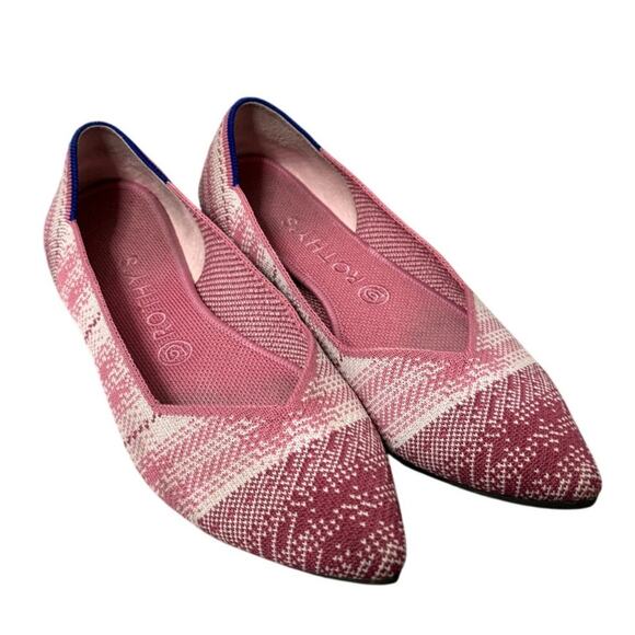 Rothy’s Limited Edition Breast Cancer Awareness Pink Plaid Flats Size 10 - Picture 1 of 9